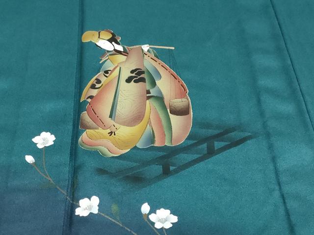 平和屋着物▽訪問着　単衣　女人草花文　暈し染め　金彩　正絹　逸品　DABF1979ud