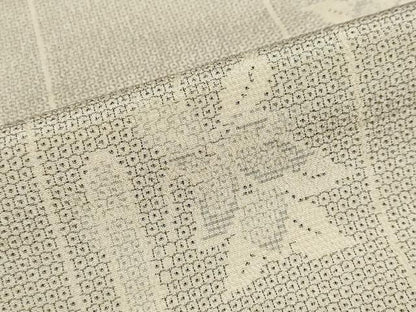 平和屋着物▽本塩沢　単衣　110亀甲　エ霞舞葉文　正絹　逸品　DABF1982ud
