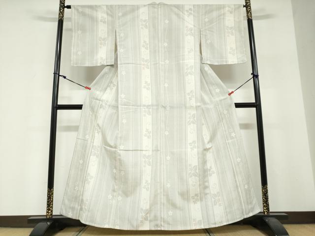 平和屋着物▽本塩沢　単衣　110亀甲　草花間道　正絹　逸品　未使用　DABF1985ud