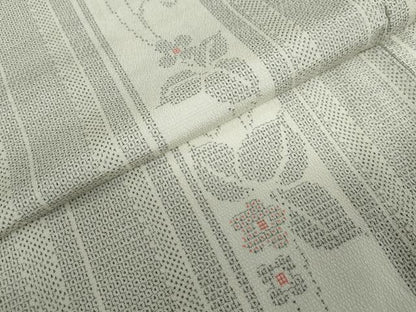 平和屋着物▽本塩沢　単衣　110亀甲　草花間道　正絹　逸品　未使用　DABF1985ud