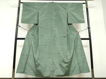 平和屋着物▽上質な紬　単衣　霞文　正絹　逸品　DABF1986ud