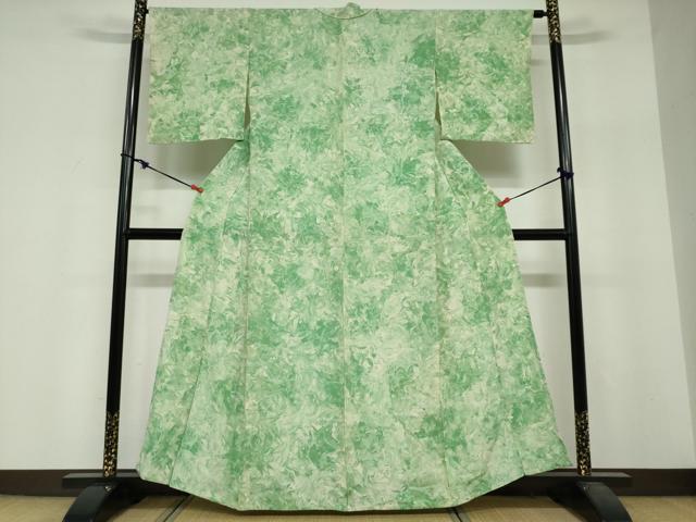 平和屋着物▽上質な小紋　単衣　墨流し文　正絹　逸品　DABF1988ud