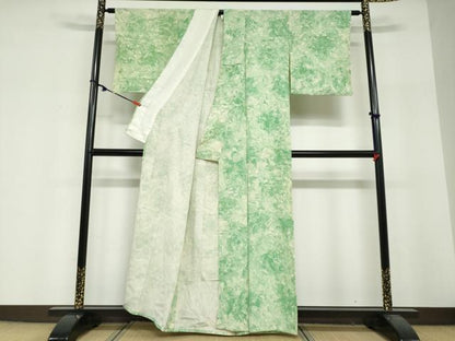 平和屋着物▽上質な小紋　単衣　墨流し文　正絹　逸品　DABF1988ud