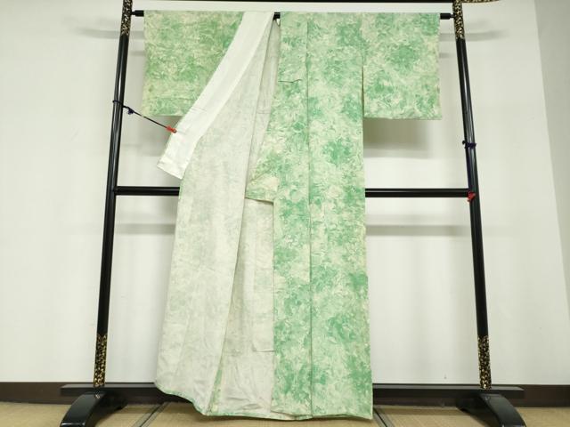 平和屋着物▽上質な小紋　単衣　墨流し文　正絹　逸品　DABF1988ud