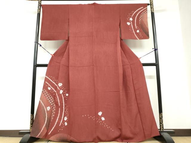 平和屋着物▽訪問着　単衣　絞り　抽象文様　小田急百貨店扱い　正絹　逸品　DABF1992ud