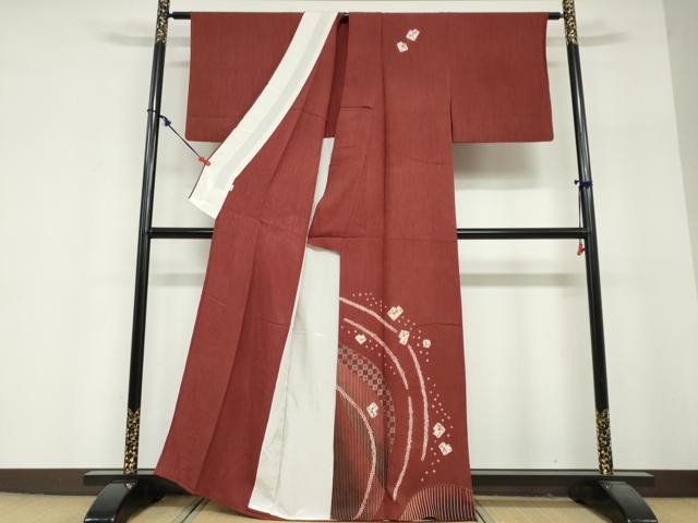 平和屋着物▽訪問着　単衣　絞り　抽象文様　小田急百貨店扱い　正絹　逸品　DABF1992ud