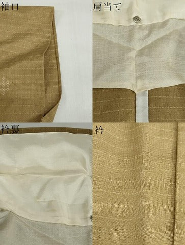 平和屋着物▽上質な紬　単衣　亀甲文　正絹　逸品　DABF1993ud