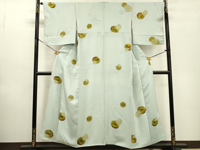 平和屋着物▼上質な小紋 地紋起こし 菊 正絹 逸品 未使用 DABF2001fe