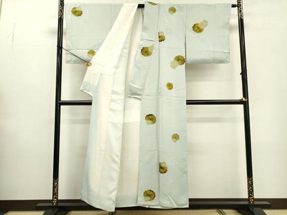 平和屋着物▼上質な小紋 地紋起こし 菊 正絹 逸品 未使用 DABF2001fe