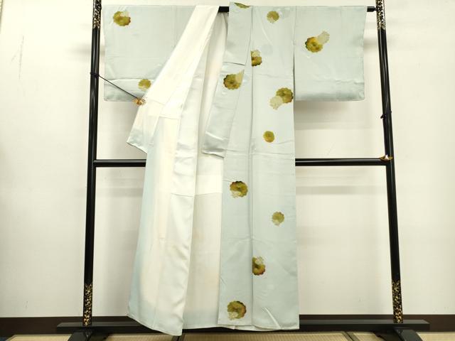 平和屋着物▼上質な小紋 地紋起こし 菊 正絹 逸品 未使用 DABF2001fe