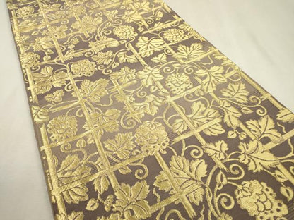 平和屋着物▼六通柄袋帯　更紗花唐草文　金糸　正絹　逸品　DABF2015fe