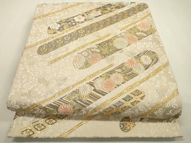 平和屋着物▼六通柄袋帯 唐織 吉祥花唐草文 金銀糸 正絹 逸品 DABF2019fe