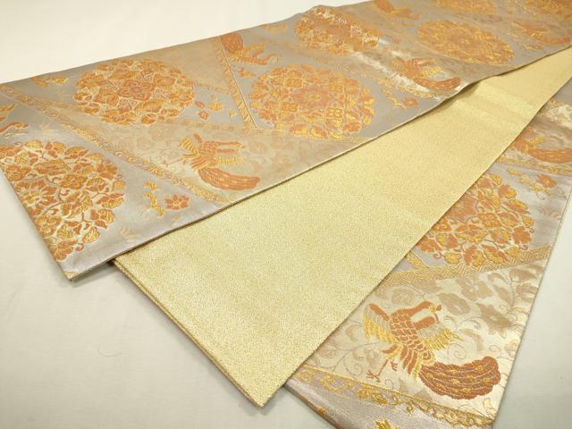 平和屋着物▼六通柄袋帯 唐織 正倉院鳳凰花唐草文 金糸 正絹 逸品 DABF2027fe