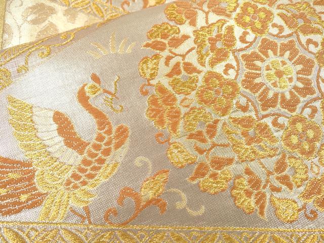 平和屋着物▼六通柄袋帯 唐織 正倉院鳳凰花唐草文 金糸 正絹 逸品 DABF2027fe