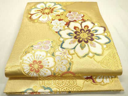 平和屋着物▼六通柄袋帯 凛 正倉院花丸文 金銀糸 反端付き 正絹 逸品 DABF2029fe