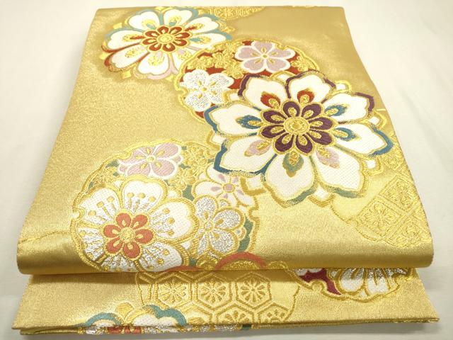 平和屋着物▼六通柄袋帯 凛 正倉院花丸文 金銀糸 反端付き 正絹 逸品 DABF2029fe
