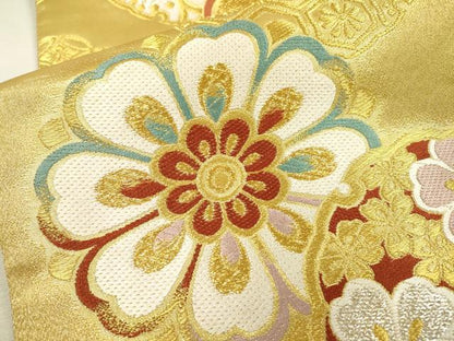 平和屋着物▼六通柄袋帯 凛 正倉院花丸文 金銀糸 反端付き 正絹 逸品 DABF2029fe