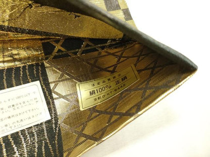 平和屋着物▼両面 六通柄袋帯 彩華紋 金糸 正絹 逸品 DABF2035fe