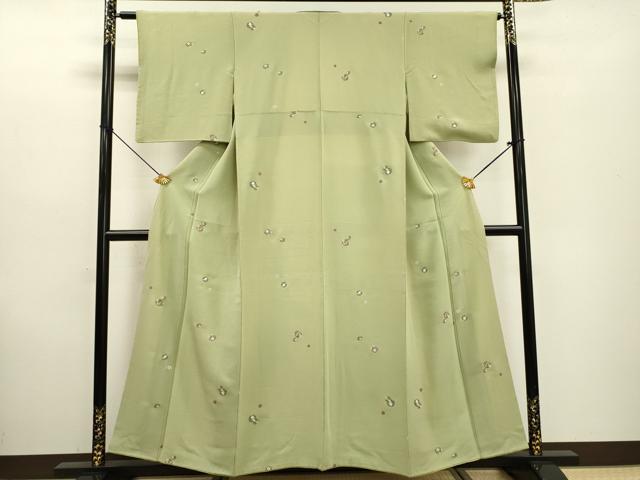 平和屋着物▼上質な小紋 総刺繍 花丸文 金糸 正絹 逸品 DABF2049fe