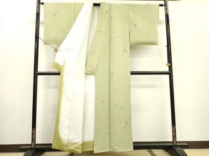 平和屋着物▼上質な小紋 総刺繍 花丸文 金糸 正絹 逸品 DABF2049fe