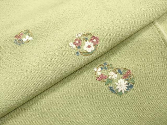 平和屋着物▼上質な小紋 総刺繍 花丸文 金糸 正絹 逸品 DABF2049fe