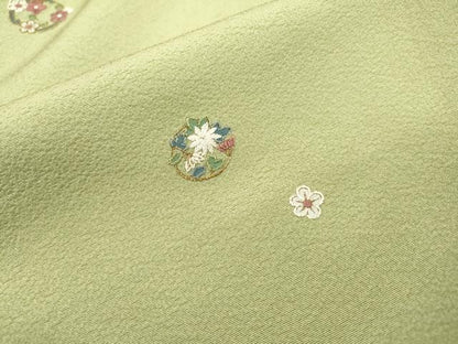 平和屋着物▼上質な小紋 総刺繍 花丸文 金糸 正絹 逸品 DABF2049fe