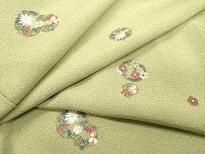 平和屋着物▼上質な小紋 総刺繍 花丸文 金糸 正絹 逸品 DABF2049fe