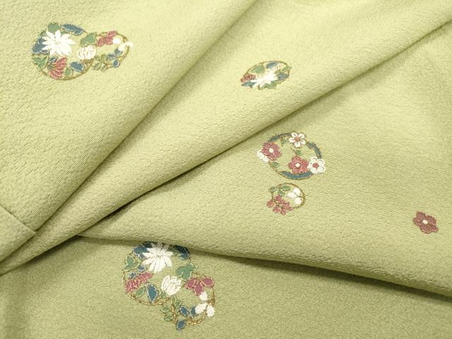 平和屋着物▼上質な小紋 総刺繍 花丸文 金糸 正絹 逸品 DABF2049fe