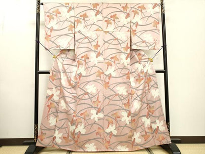 平和屋着物▼上質な小紋 地紋起こし 芝花文 正絹 逸品 DABF2050fe