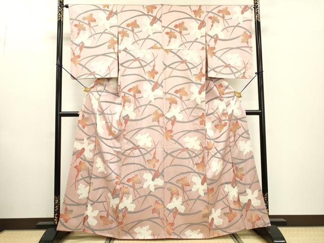 平和屋着物▼上質な小紋 地紋起こし 芝花文 正絹 逸品 DABF2050fe