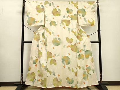 平和屋着物▼上質な小紋 地紋起こし 舞花 正絹 逸品 DABF2051fe