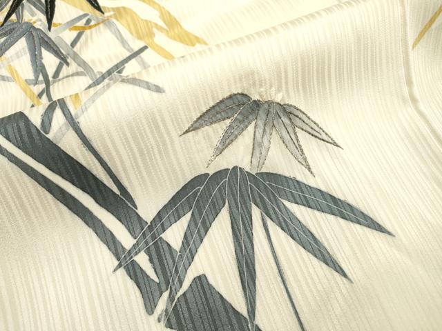 平和屋着物▼訪問着 刺繍 籬笹竹文 銀糸 正絹 逸品 DABF2055fe