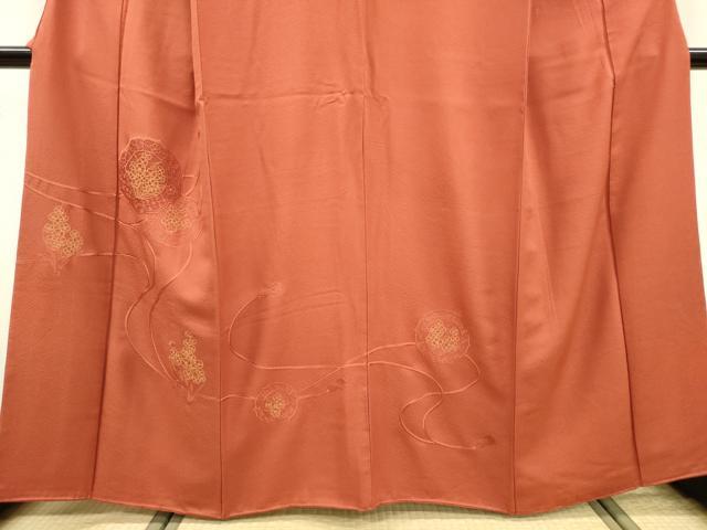 平和屋着物▼中国三大刺繍 スワトウ刺繍 汕頭刺繍 総刺繍 色留袖 鏡裏花文 金糸 赤丹色 さが美扱い 正絹 逸品 DABF2066fe