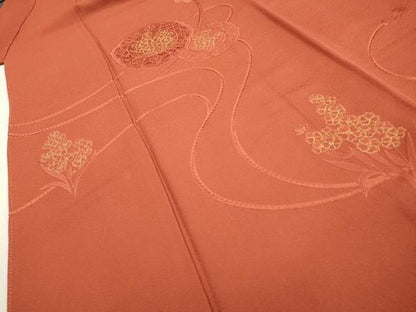 平和屋着物▼中国三大刺繍 スワトウ刺繍 汕頭刺繍 総刺繍 色留袖 鏡裏花文 金糸 赤丹色 さが美扱い 正絹 逸品 DABF2066fe