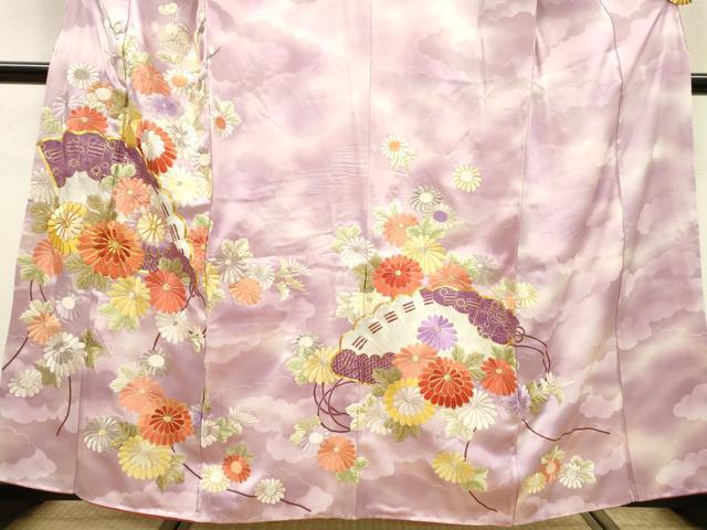 平和屋着物▼訪問着 駒刺繍 檜扇花文 暈し染 金彩 やまと誂製 正絹 逸品 DABF2067fe