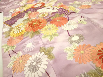 平和屋着物▼訪問着 駒刺繍 檜扇花文 暈し染 金彩 やまと誂製 正絹 逸品 DABF2067fe