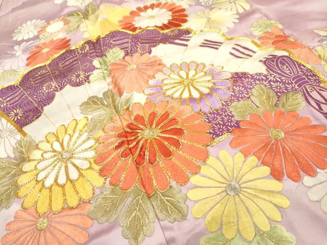 平和屋着物▼訪問着 駒刺繍 檜扇花文 暈し染 金彩 やまと誂製 正絹 逸品 DABF2067fe