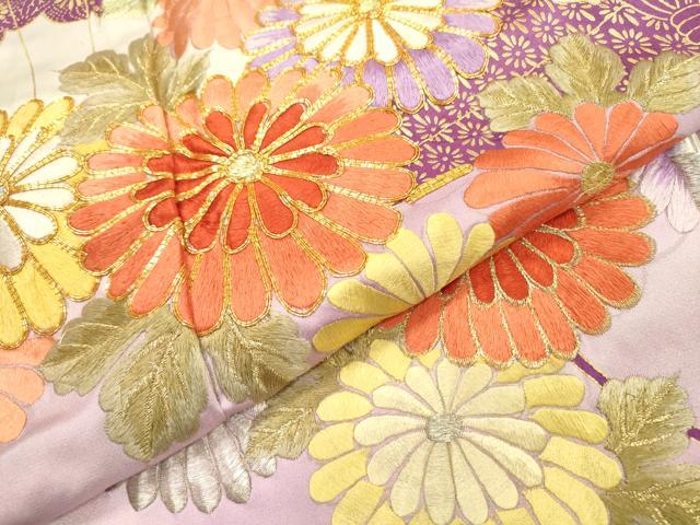 平和屋着物▼訪問着 駒刺繍 檜扇花文 暈し染 金彩 やまと誂製 正絹 逸品 DABF2067fe