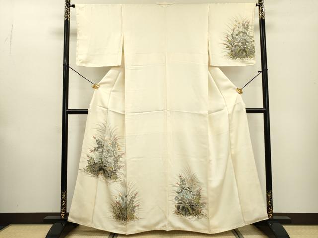 平和屋着物▼訪問着　手描き　草花　正絹　逸品　DABF2070fe