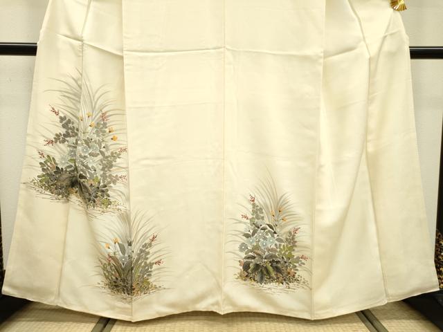 平和屋着物▼訪問着　手描き　草花　正絹　逸品　DABF2070fe