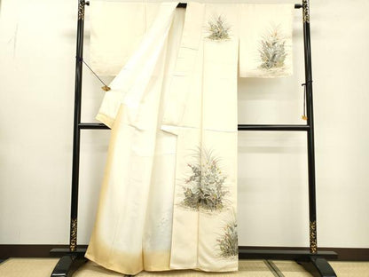 平和屋着物▼訪問着　手描き　草花　正絹　逸品　DABF2070fe