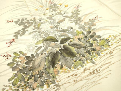 平和屋着物▼訪問着　手描き　草花　正絹　逸品　DABF2070fe