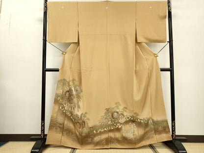 平和屋着物▼豪華色留袖　籬鼓花文　暈し染　金銀彩　正絹　逸品　DABF2072fe