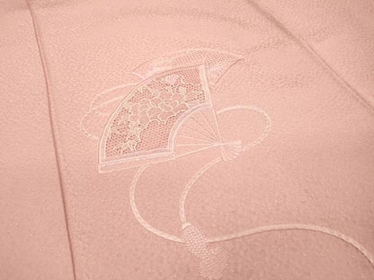 平和屋着物▼中国三大刺繍 スワトウ刺繍 汕頭刺繍 総刺繍 無地絵羽訪問着 扇面花文 虹色 正絹 逸品 DABF2083fe