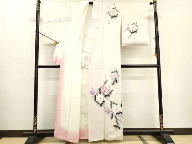 平和屋着物▼訪問着 手描き 枝花 暈し染 正絹 逸品 DABF2084fe