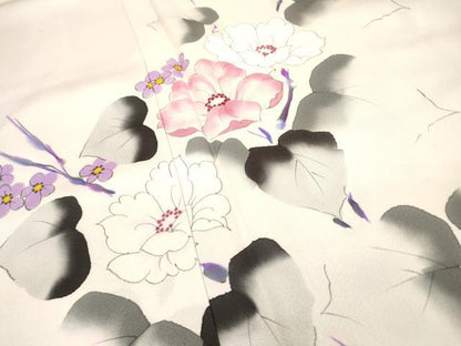平和屋着物▼訪問着 手描き 枝花 暈し染 正絹 逸品 DABF2084fe