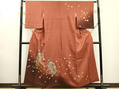 平和屋着物▼訪問着 刺繍 几帳舞花文 暈し染 金彩 正絹 逸品 DABF2085fe
