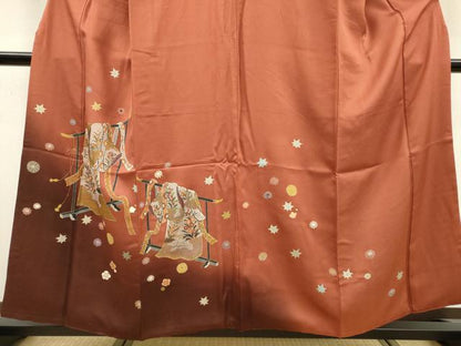 平和屋着物▼訪問着 刺繍 几帳舞花文 暈し染 金彩 正絹 逸品 DABF2085fe