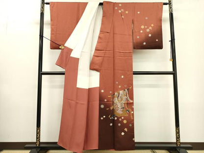 平和屋着物▼訪問着 刺繍 几帳舞花文 暈し染 金彩 正絹 逸品 DABF2085fe