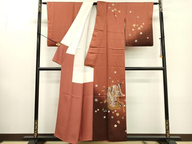 平和屋着物▼訪問着 刺繍 几帳舞花文 暈し染 金彩 正絹 逸品 DABF2085fe
